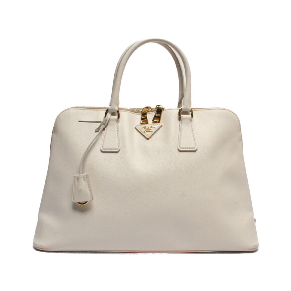 Prada Saffiano Lux leather dome satchel Shoulder Bag White